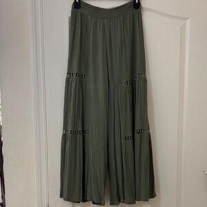Olive Green Women's Wide-Leg Pants
